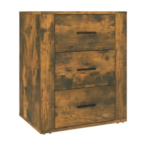 Claudio  Nachtkastje 50x36x60 cm bewerkt hout gerookt eikenkleurig