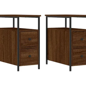Chase City Nachtkastjes 2 st 30x60x60 cm bewerkt hout bruin eikenkleur Chase City Nachtkastjes 2 st 30x60x60 cm bewerkt hout bruin eikenkleur