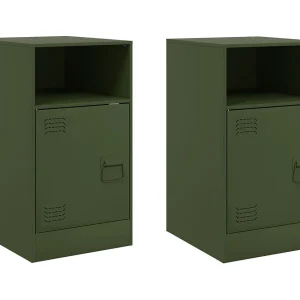 Chasity Nachtkastjes 2 st 34,5x39x62 cm staal olijfgroen Chasity Nachtkastjes 2 st 34,5x39x62 cm staal olijfgroen