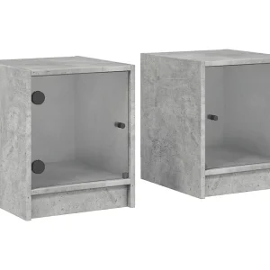 Butte  Nachtkastjes met glazen deuren 2 st 35x37x42 cm betongrijs