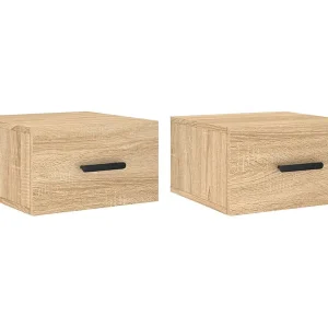 Cataula  Nachtkastjes 2 st wandgemonteerd 35x35x20 cm sonoma eikenkleur