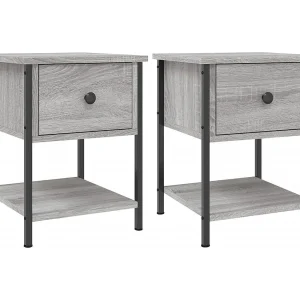 Buffalo  Nachtkastjes 2 st 34×35,5×45 cm bewerkt hout grijs sonoma eiken