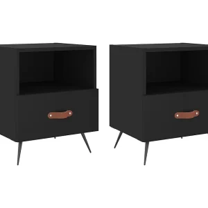 Cala  Nachtkastjes 2 st 40x35x47,5 cm bewerkt hout zwart