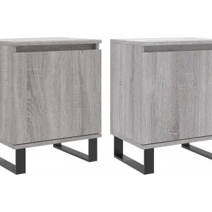 Cydor  Nachtkastjes 2 st 40x30x50 cm bewerkt hout grijs sonoma eiken
