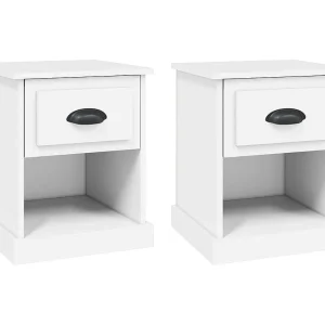 Cicero  Nachtkastjes 2 st 39x39x47,5 cm bewerkt hout wit