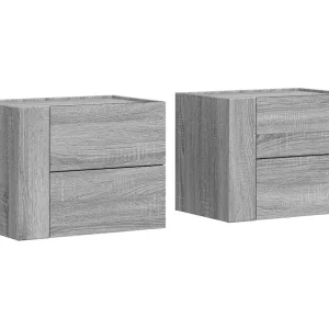 Dayton  Nachtkastjes 2 st wandgemonteerd 45x30x35 cm grijs sonoma eiken