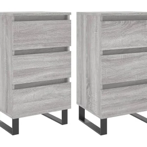 Boxtel  Nachtkastjes 2 st 40x35x69 cm bewerkt hout grijs sonoma eiken