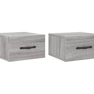 Carbon Hill  Nachtkastjes 2 st wandgemonteerd 35x35x20 cm grijs sonoma eiken