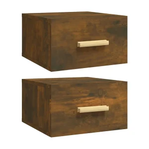 Cody Nachtkastjes 2 st wandgemonteerd 35x35x20 cm gerookt eikenkleur Cody Nachtkastjes 2 st wandgemonteerd 35x35x20 cm gerookt eikenkleur