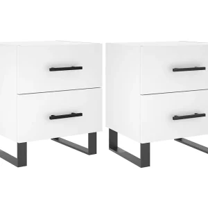 Cennet  Nachtkastjes 2 st 40x35x47,5 cm bewerkt hout wit