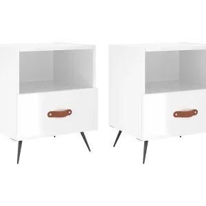 Cala  Nachtkastjes 2 st 40x35x47,5 cm bewerkt hout hoogglans wit