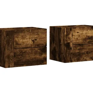 Dayton  Nachtkastjes 2 st wandgemonteerd 45x30x35 cm gerookt eikenkleur