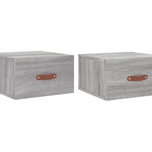 Brackettville  Nachtkastjes 2 st wandgemonteerd 35x35x20 cm grijs sonoma eiken
