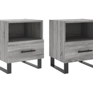 Bruni Nachtkastjes 2 st 40x35x47,5 cm bewerkt hout grijs sonoma eiken Bruni Nachtkastjes 2 st 40x35x47,5 cm bewerkt hout grijs sonoma eiken