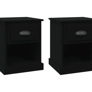 Cicero  Nachtkastjes 2 st 39x39x47,5 cm bewerkt hout zwart