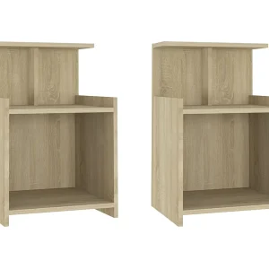 Chad  Nachtkastjes 2 st 40x35x60 cm bewerkt hout sonoma eikenkleurig