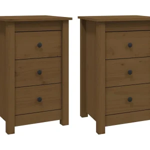 Cynor  Nachtkastjes 2 st 40x35x61,5 cm massief grenenhout honingbruin
