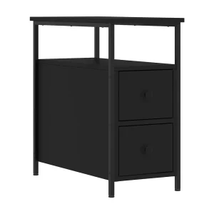 Chase City Nachtkastje 30x60x60 cm bewerkt hout zwart Chase City Nachtkastje 30x60x60 cm bewerkt hout zwart