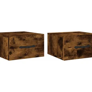 Carbon Hill  Nachtkastjes 2 st wandgemonteerd 35x35x20 cm gerookt eikenkleur