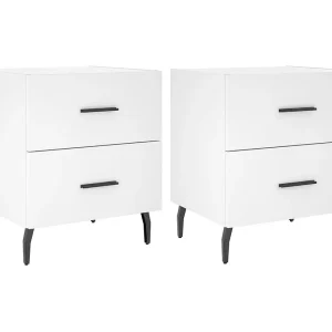 Brad John Nachtkastjes 2 st 40x35x47,5 cm bewerkt hout wit Brad John Nachtkastjes 2 st 40x35x47,5 cm bewerkt hout wit