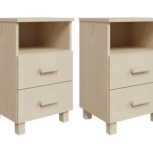 Calvino  Nachtkastjes HAMAR 2 st 40x35x62 cm grenenhout honingbruin