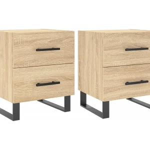 Cennet  Nachtkastjes 2 st 40x35x47,5 cm bewerkt hout sonoma eikenkleur