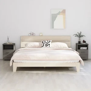 Calvino  Nachtkastjes HAMAR 2 st 40x35x62 cm grenenhout lichtgrijs