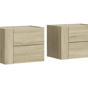 Dayton  Nachtkastjes 2 st wandgemonteerd 45x30x35 cm sonoma eikenkleur