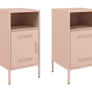Channelview Nachtkastjes 2 st 36x39x68 cm staal roze Channelview Nachtkastjes 2 st 36x39x68 cm staal roze