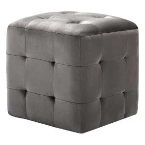 Delyn Nachtkastjes 2 st 30x30x30 cm fluweel grijs Delyn Nachtkastjes 2 st 30x30x30 cm fluweel grijs