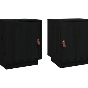 Clark Mills  Nachtkastjes 2 st 40x34x45 cm massief grenenhout zwart
