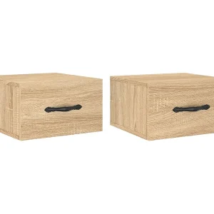Carbon Hill  Nachtkastjes 2 st wandgemonteerd 35x35x20 cm sonoma eikenkleur