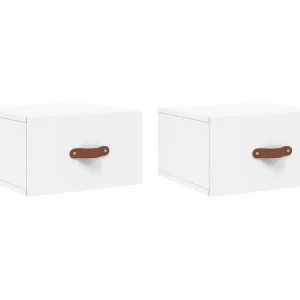Brackettville  Nachtkastjes 2 st wandgemonteerd 35x35x20 cm wit