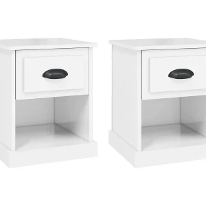 Cicero  Nachtkastjes 2 st 39x39x47,5 cm bewerkt hout hoogglans wit
