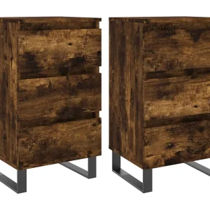 Boxtel  Nachtkastjes 2 st 40x35x69 cm bewerkt hout gerookt eikenkleurig