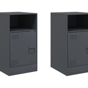 Chasity Nachtkastjes 2 st 34,5x39x62 cm staal antracietkleurig Chasity Nachtkastjes 2 st 34,5x39x62 cm staal antracietkleurig