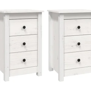 Cynor  Nachtkastjes 2 st 40x35x61,5 cm massief grenenhout wit