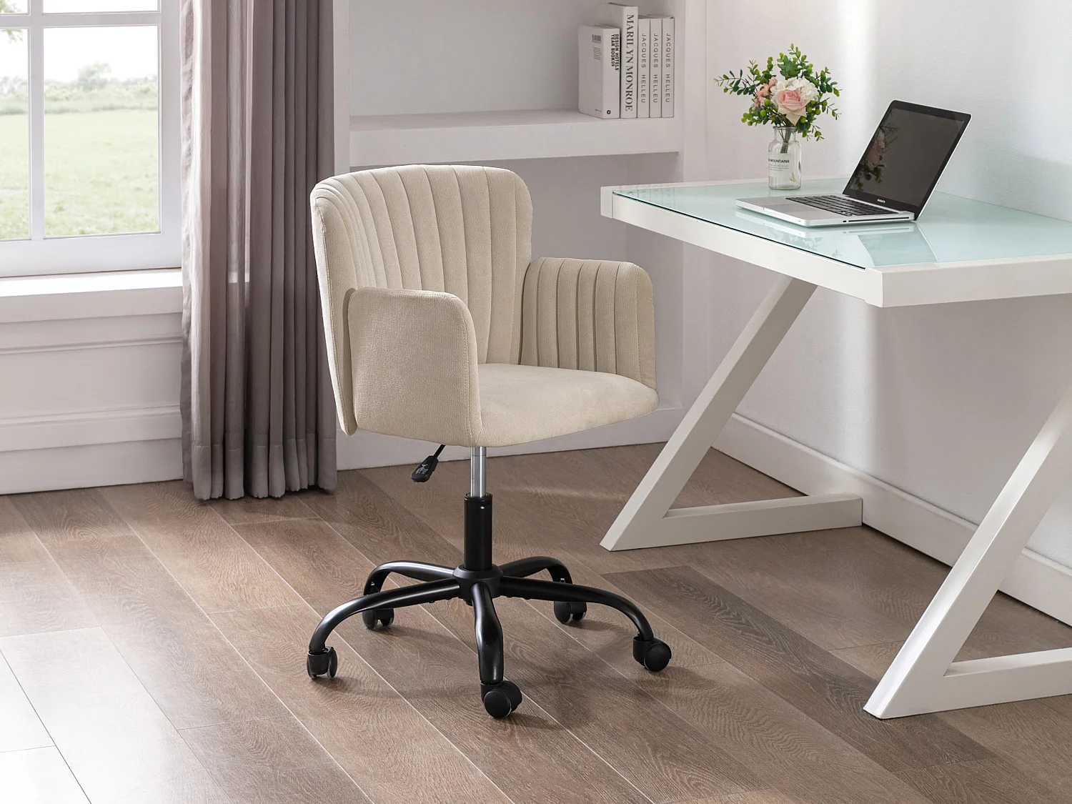 Bureaustoel - Stof - Beige - Verstelbare hoogte - Koop nu goedkoop in je online meubelshop