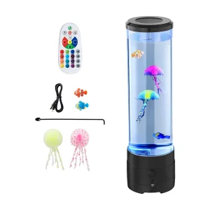 Bubbellamp SucceBuy met Zwevende Kwallen, 38.2 cm, 16 Kleurveranderende Lichteffecten, voor Slaapkamer, Interieurdecoratie