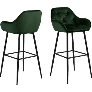 Brick barstoel Velours groen. Brick barstoel Velours groen.