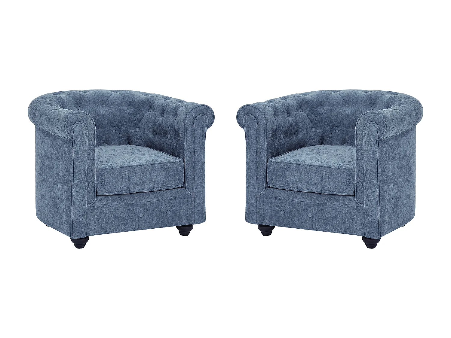 Set van 2 stoelen in blauwe stof CHESTERFIELD
