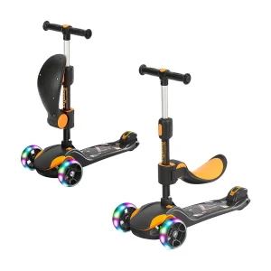 BremToy Kinderstep met Afneembare Zitstoel en PU LED-wielen, Opvouwbare Kinderstep voor Kinderen van 2 tot 12 Jaar BremToy Kinderstep met Afneembare Zitstoel en PU LED-wielen, Opvouwbare Kinderstep voor Kinderen van 2 tot 12 Jaar