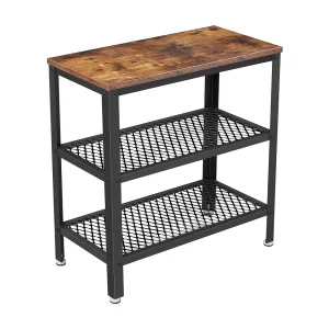 Deluxe Bijzettafel – Met 2 Roosters – Vintage – Industrieel – Bruin