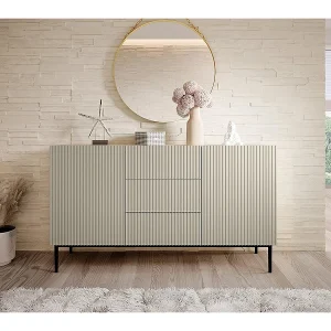 Buffet 2 deuren 3 laden centraal kasjmier met metaal bont zwart 150×45 cm Buffet 2 deuren 3 laden centraal kasjmier met metaal bont zwart 150×45 cm