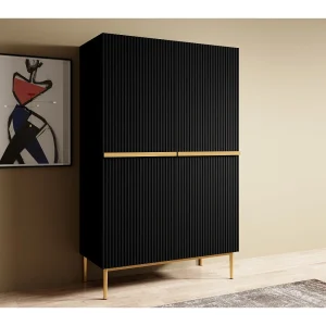 Buffet 2 deuren met zwartgouden metalen voet 100×160 cm Buffet 2 deuren met zwartgouden metalen voet 100×160 cm