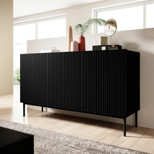 Buffet noir 3 deuren met zwart metalen voet 150×45 cm Buffet noir 3 deuren met zwart metalen voet 150×45 cm