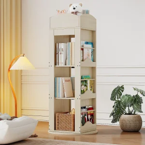 Draaibare boekenkast – 63 x 63 x 142 cm – Opbergplank voor kinderen en volwassenen – MDF – Natuurlijk Draaibare boekenkast – 63 x 63 x 142 cm – Opbergplank voor kinderen en volwassenen – MDF – Natuurlijk