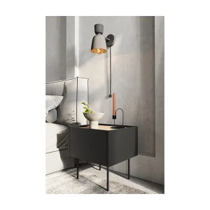 Chevet tafel 1 lade met metalen voet 45×45 cm Chevet tafel 1 lade met metalen voet 45×45 cm