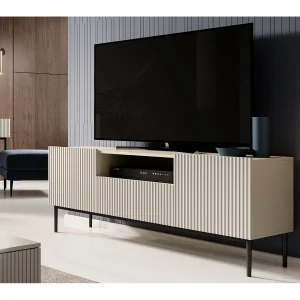 Cashmere TV-meubel met 2 deuren en 1 lade met zwart metalen voet 150x45cm