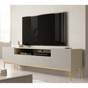 Cashmere TV-meubel met 2 deuren en 2 lades met gouden metalen voet 200×45 cm